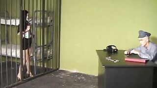 Prison guard gets seduced by vulgar dark hair hoe
