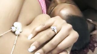 Big Titted african lesbians play with dildos