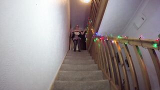 Curvy French Maid shows off her long butt inside tights