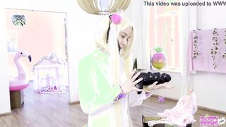 Cosplay Blonde Licks Shoes and gets BUTTHOLE RAVAGED
