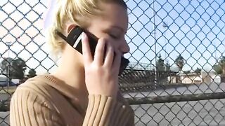 Blonde 19 yo is blowing her tutor's penis