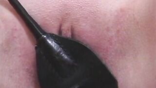 Older red head gets blindfolded and liking twat play with domina