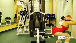Handsome trainer fucks ginger older hoe into the gym