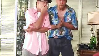 Ron Jeremy has 2 blondes sucking off and fucking him at once