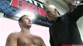 Slender blonde 18 yo with tiny titties fucks inside a boxing