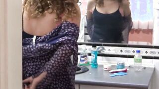 Spying on my fiance inside the WC before fucking