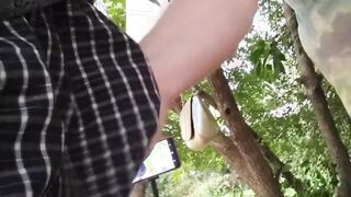 jerking off my penis under the trees after work three