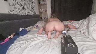 Ex-Wife Enjoying fucking machine while licking husband's butt