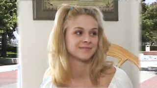 Cum chugging blond Bombshell gets cock into her tight twat and butt