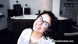 Slutty Hispanic inside glasses ride long penis