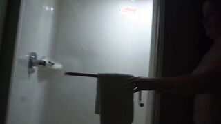 A Quick Shower at the Hotel