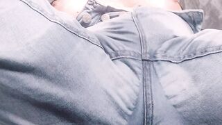 Bbw wetting and masturbating til orgasm into piss soaked jeans after huge hold