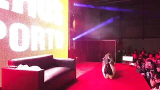 Stripping to nailed on stage inside Portugal