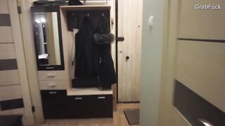 The cunt with mouth from the police came to the call. blown and get cum from a