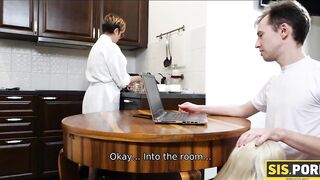 SIS. PORN. chick with no boobies likes impudent pastime that includes kinky