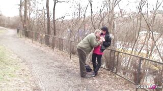 Ugly Grandpa Public Sex with Adorable College Girl for Money