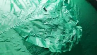 Girls inside the tent have noisy sex and cum loudly
