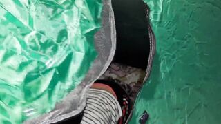 Girls inside the tent have noisy sex and cum loudly