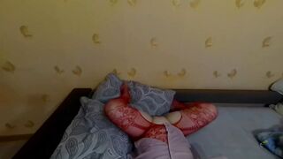 the chick into front of the camera shows her figure ( home vide