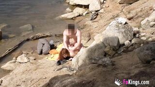 Red Haired sluts and her cum shower at the beach