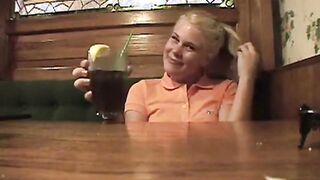 Little Summer Secretly Finger her twat at the restaurant