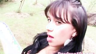 Freaky Paulina teenie Finger Bang Cunt Outdoors