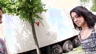 Tiny boobed slim sluts gets mouth cumfilled