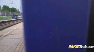 Blonde Picked Up And Fuck Outdoors Behind A Train Station