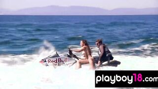 Badass petite babes practicing to win a naked roller skate
