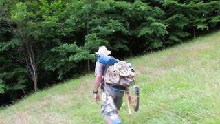 Red Haired squirts into the woods and gets rough penis into the butt