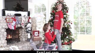 Step Brother Fucks His Sister Quietly Behind Christmas Tree -