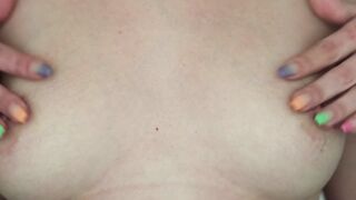 Having Fun with my boobs until I cum with my clitoris