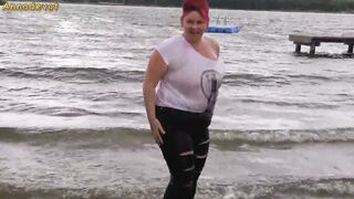 Annadevot - With RIPPED JEANS inside the lake