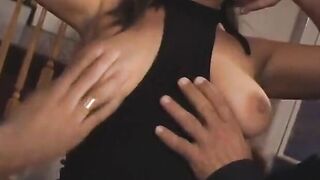 Friendly dark haired bitch drilled up her vagina and shit box