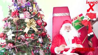 Santa Claus arrives and fucks this blonde Argentinian rough into