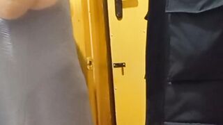 Jerking off with a sex sex toy to a courier close up