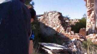 Anal group sex and double penetration outside with 2 barely legal