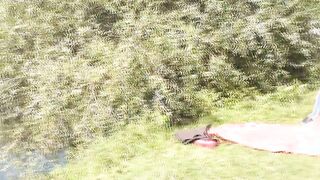 On wild naked beach Bombshell whore mommy Mom Frina sunbathes