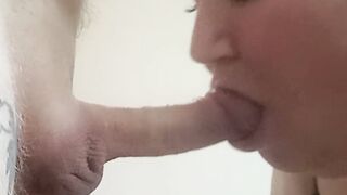 She give a deep oral sex and gets a mouthful of cum #4