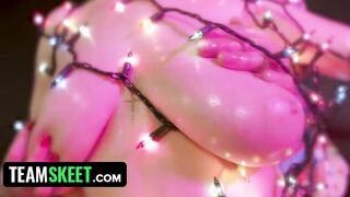 Lusty Stud Gets His Oiled Up Long Titties Christmas Dream Gift