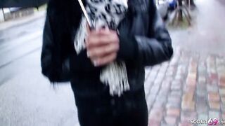 German milf into Leather Pants Pickup and Pounded on Street