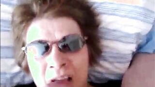 Granny with glasses handjob and facial