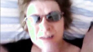Granny with glasses handjob and facial