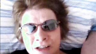 Granny with glasses handjob and facial