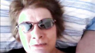 Granny with glasses handjob and facial