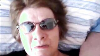 Granny with glasses handjob and facial