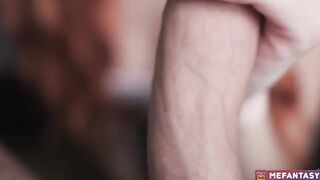 Red-haired Hottie awesome blows cock and licks nuts