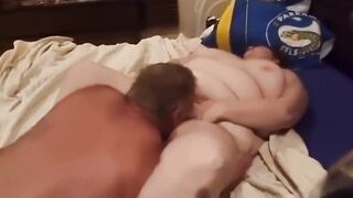 Bbw squealing orgasim plowed and eats her cum cumshot