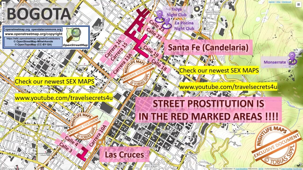 Bogota, Colombia, Sex Map, Street Prostitution Map, Rubs Parlours, Brothels,