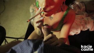 Smoking Bondage Fellatio From Pigtailed Hoe